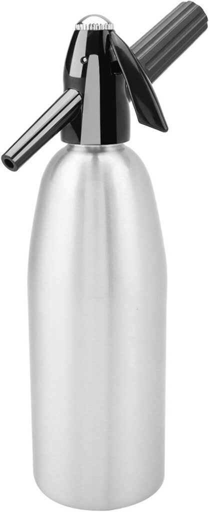 1 Liter Soda Maker,Home Soda Water Siphon Alloy Soda Sparkling Water Maker Fizzy Soda Machine Perfect for Fresh Soda Water, Cocktails, Hard Seltzers(Silver)