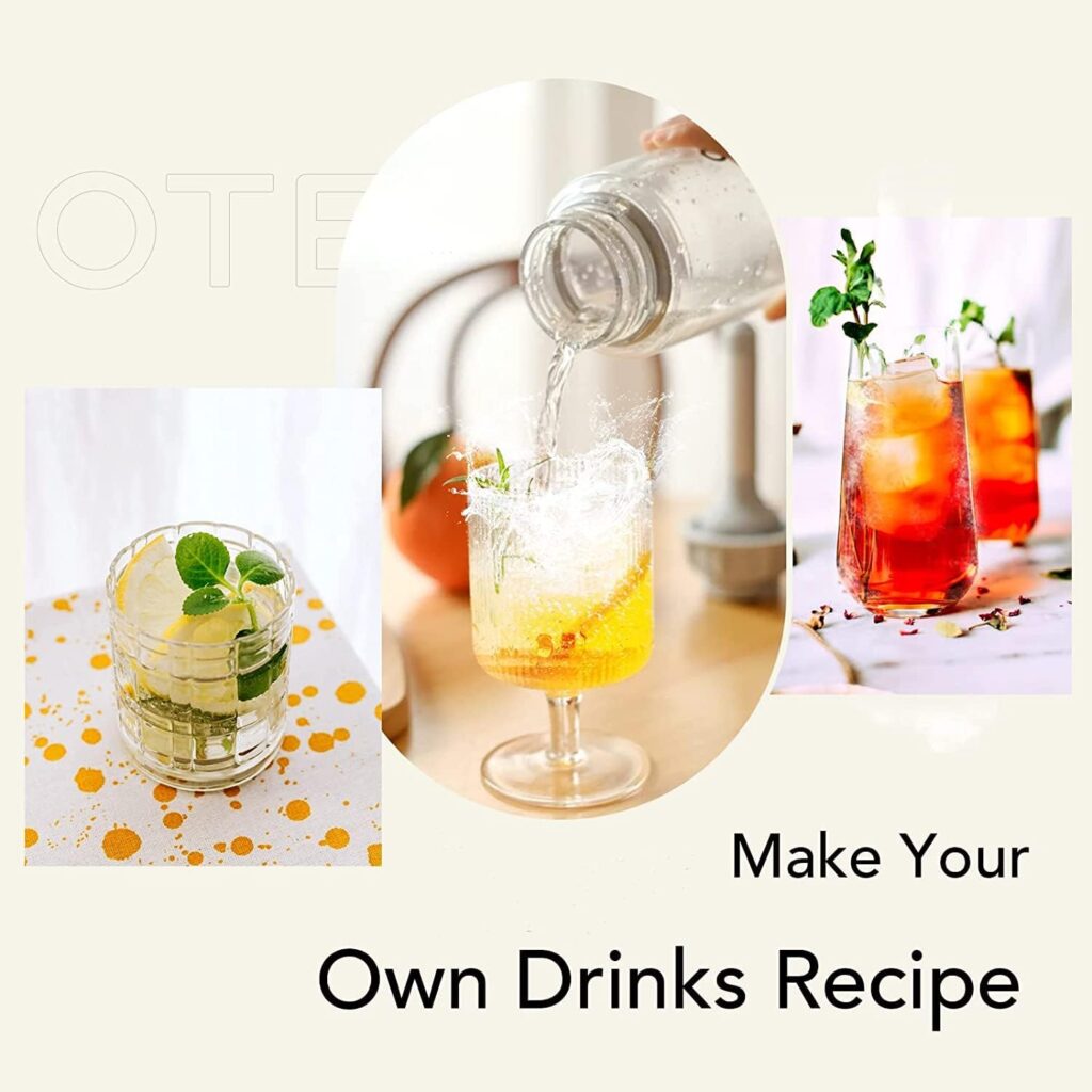 OTE Portable Sparkling Water Maker Machine, Double-Layer Soda Machine Keeps Carbonated Water Cold, 450ML Personal Seltzer Maker for Home, DetachableWashable Fountain Carbonator Single Bottle -Green