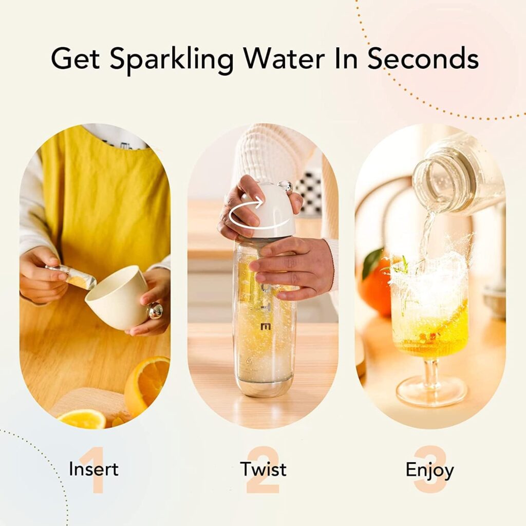 OTE Portable Sparkling Water Maker Machine, Double-Layer Soda Machine Keeps Carbonated Water Cold, 450ML Personal Seltzer Maker for Home, DetachableWashable Fountain Carbonator Single Bottle -Green