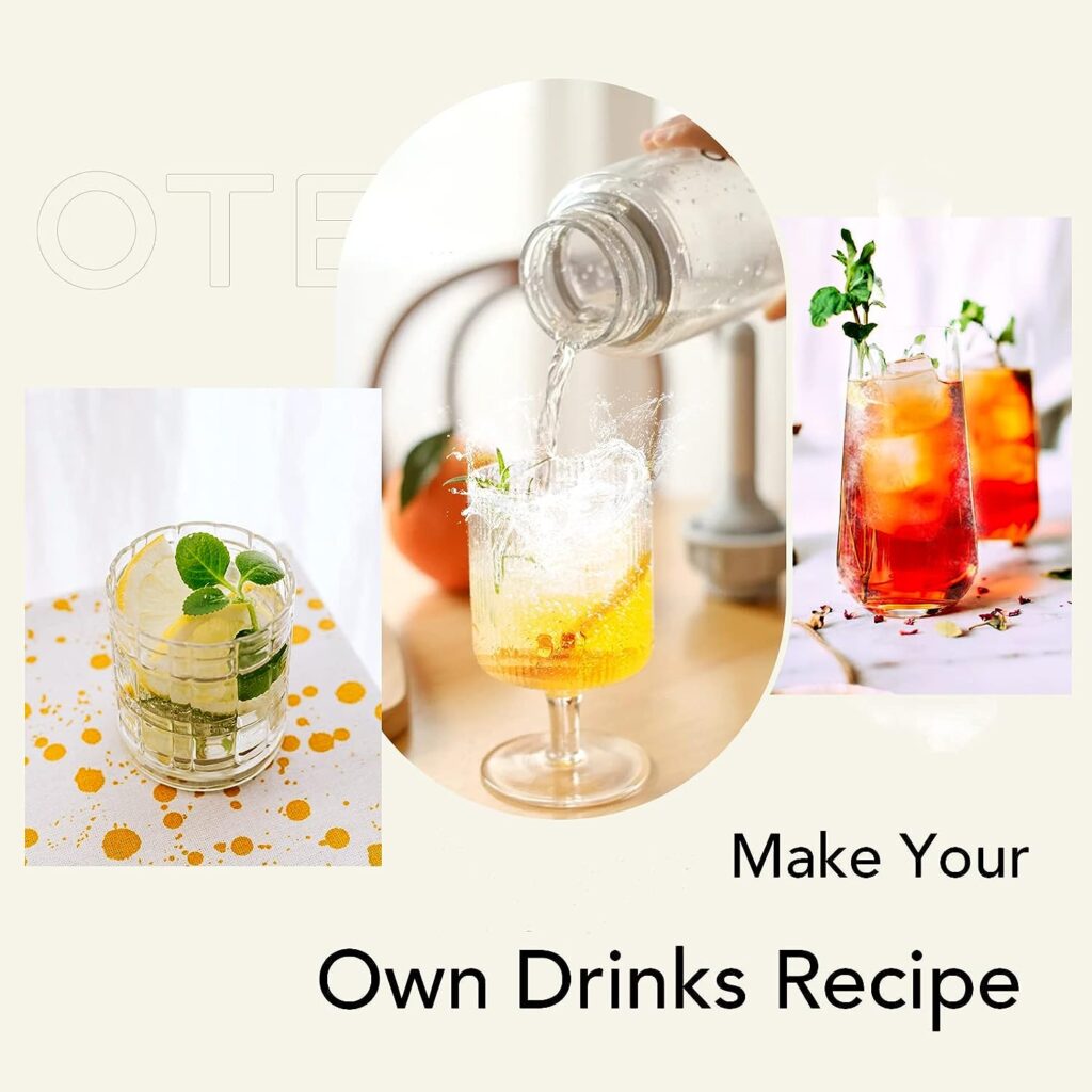 OTE Portable Sparkling Water Maker Soda Maker Machine for home with 20PCS Cylinders 450ml Personal seltzer Carbonators Electroless Double Layer PET Bottle BPA Free Double Pressure Relief Valves-Green