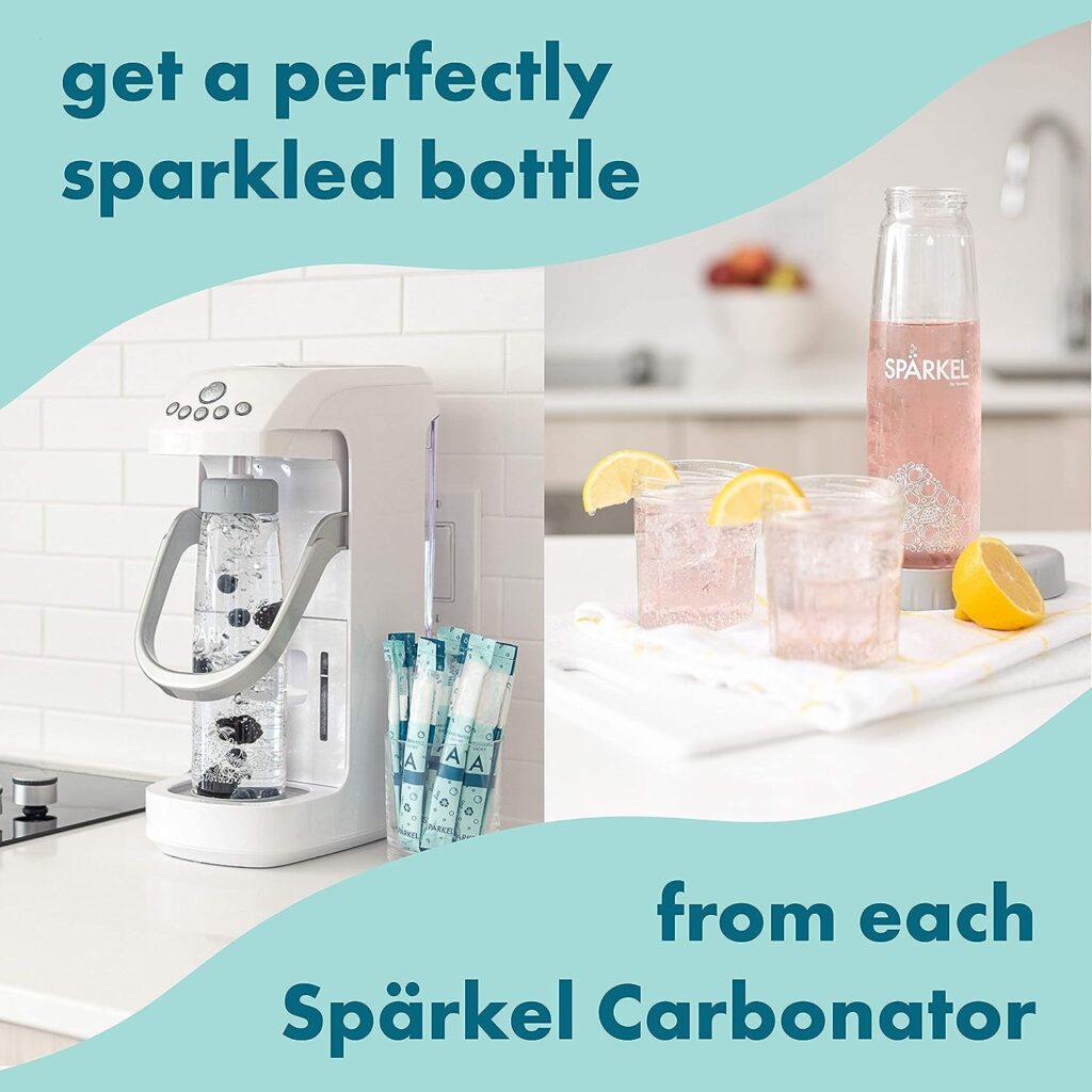 Spärkel System (Black) + Carbonator 90-Pack Bundle - Make 100 Drinks with this Sparkling Water and Soda Maker - Use Fresh  Natural Ingredients - No CO2 Tank Needed