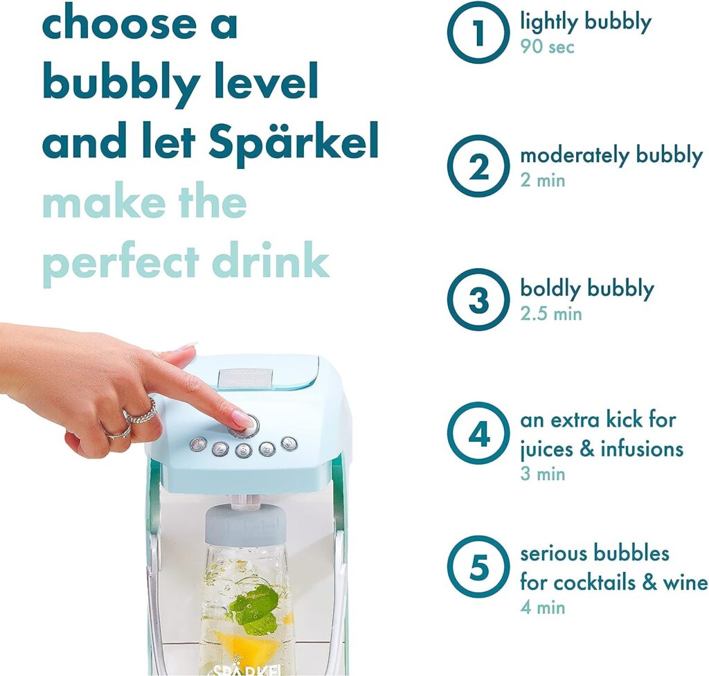 Spärkel System (Black) + Carbonator 90-Pack Bundle - Make 100 Drinks with this Sparkling Water and Soda Maker - Use Fresh  Natural Ingredients - No CO2 Tank Needed